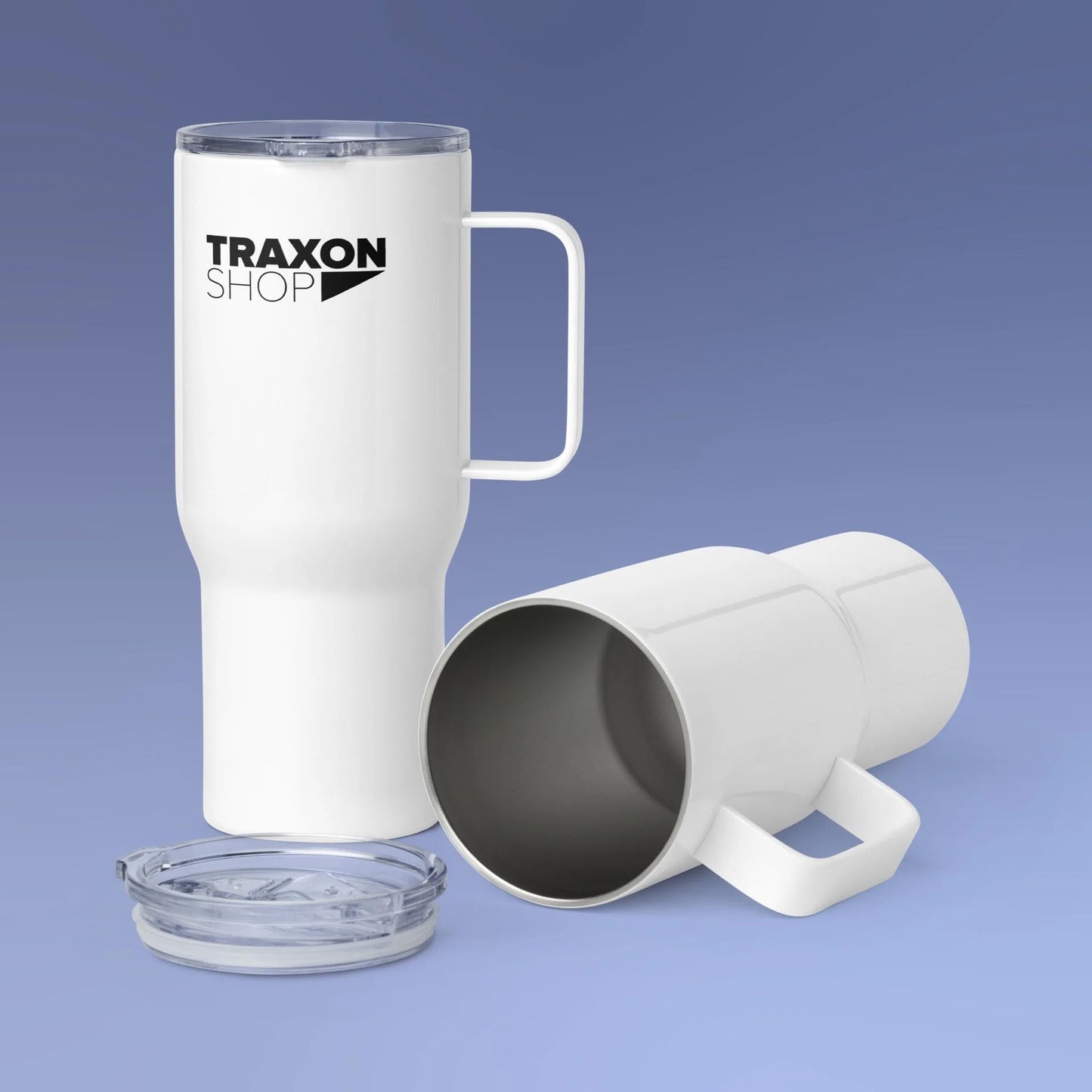 Travel mug with a handle - TraxonMedia LTD